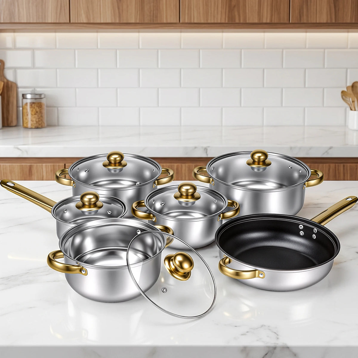 Batterie Cuisine Inox 6 Pièces Colorée – Antiadhésive Induction