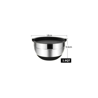 Edelstahl-Rührschüssel mit Deckel & Rutschfestem Boden – 18 bis 28 cm oder Set