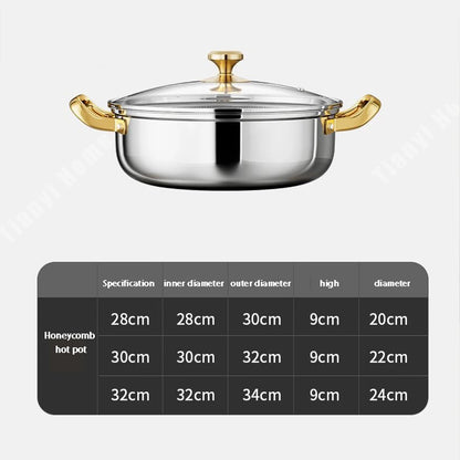 RVS Hapjespan Honingraat met Deksel 28–30 cm – Gas & Inductie