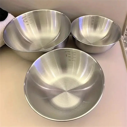 Edelstahl-Rührschüsseln mit Skala – Einzeln oder 3er-Set, Backen