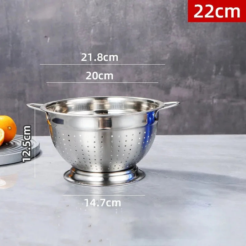 RVS Vergiet met Geklonken Handvatten 18–26 cm – Rijst, Fruit & Groenten
