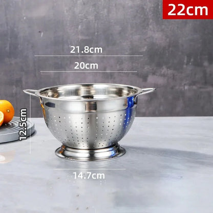 RVS Vergiet met Geklonken Handvatten 18–26 cm – Rijst, Fruit & Groenten