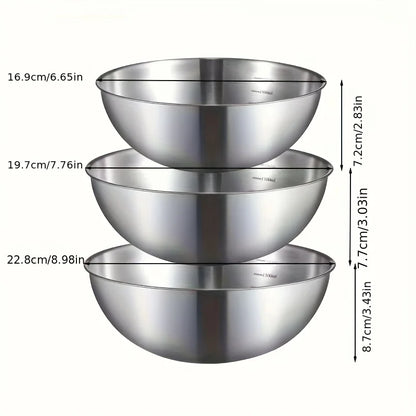 Set van 3 RVS Mengkommen – Koken, Bakken & Serveren