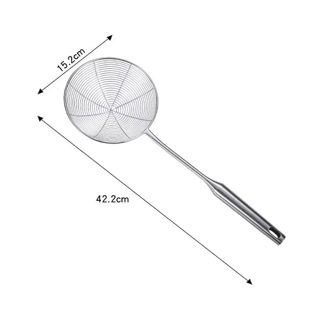 Edelstahl-304-Spinnenschaumlöffel mit Spiralgitter – 13 bis 19 cm