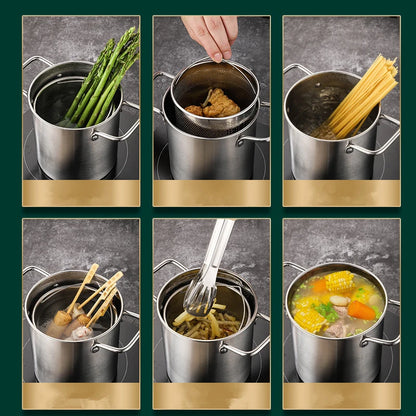 Edelstahl-Tempura-Fritteuse 3 L mit Korb & Glasdeckel – Gas & Induktion