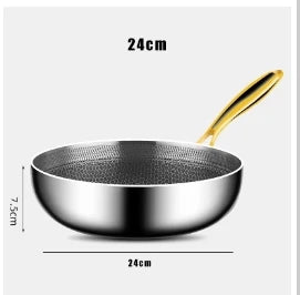 Wok Inox 316 Nid d'Abeille – Antiadhésif Steak & Induction
