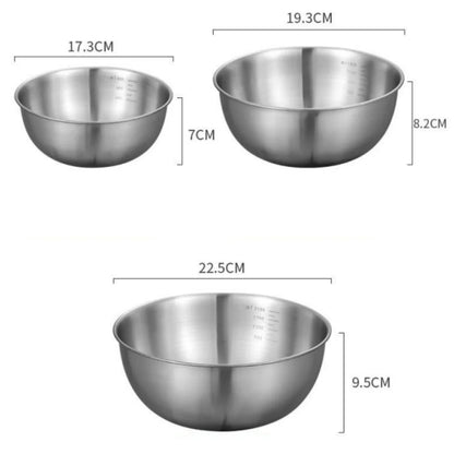 Edelstahl-Rührschüsseln mit Skala – Einzeln oder 3er-Set, Backen
