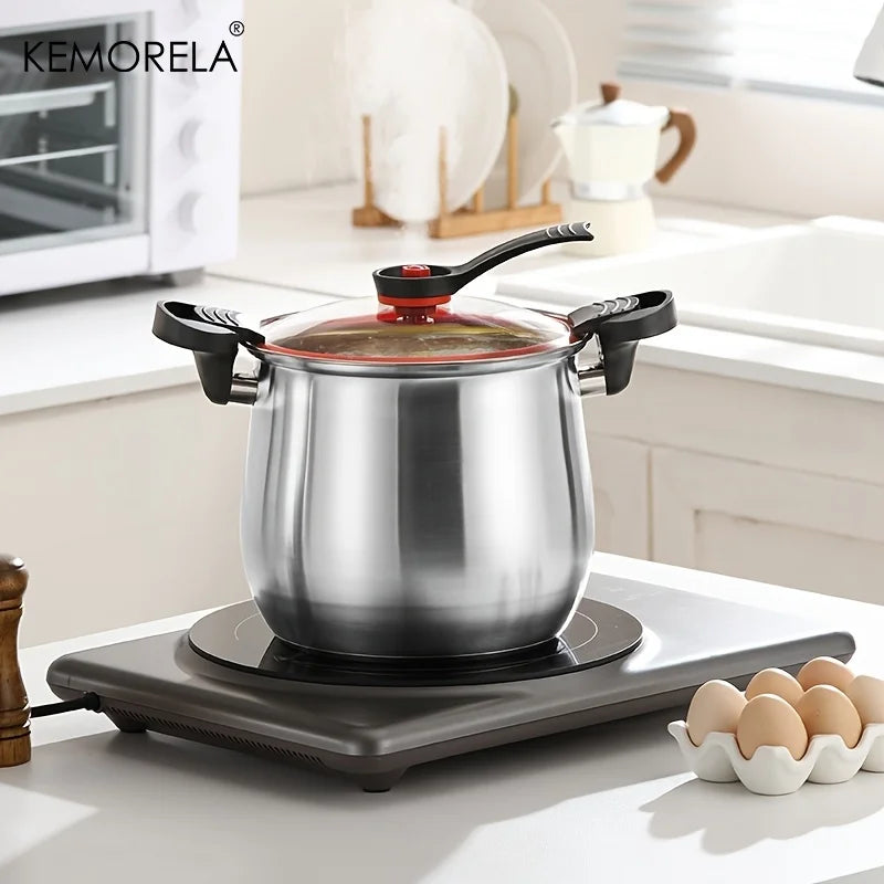 Faitout Inox Ventre Large avec Couvercle Verre – Soupe Induction
