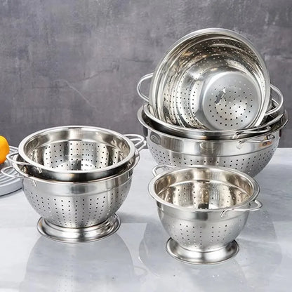 RVS Vergiet met Geklonken Handvatten 18–26 cm – Rijst, Fruit & Groenten