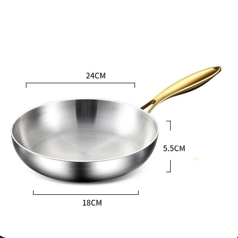 Unbeschichtete Edelstahl-316-Pfanne 22–30 cm – Steak, Gas & Induktion
