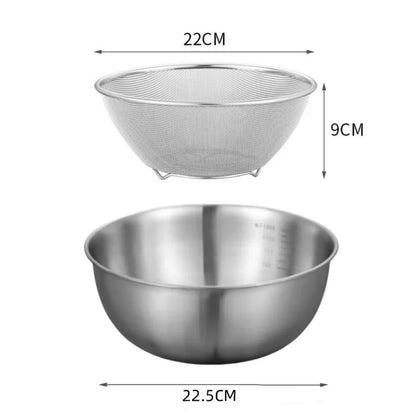 Edelstahl-Rührschüsseln mit Skala – Einzeln oder 3er-Set, Backen