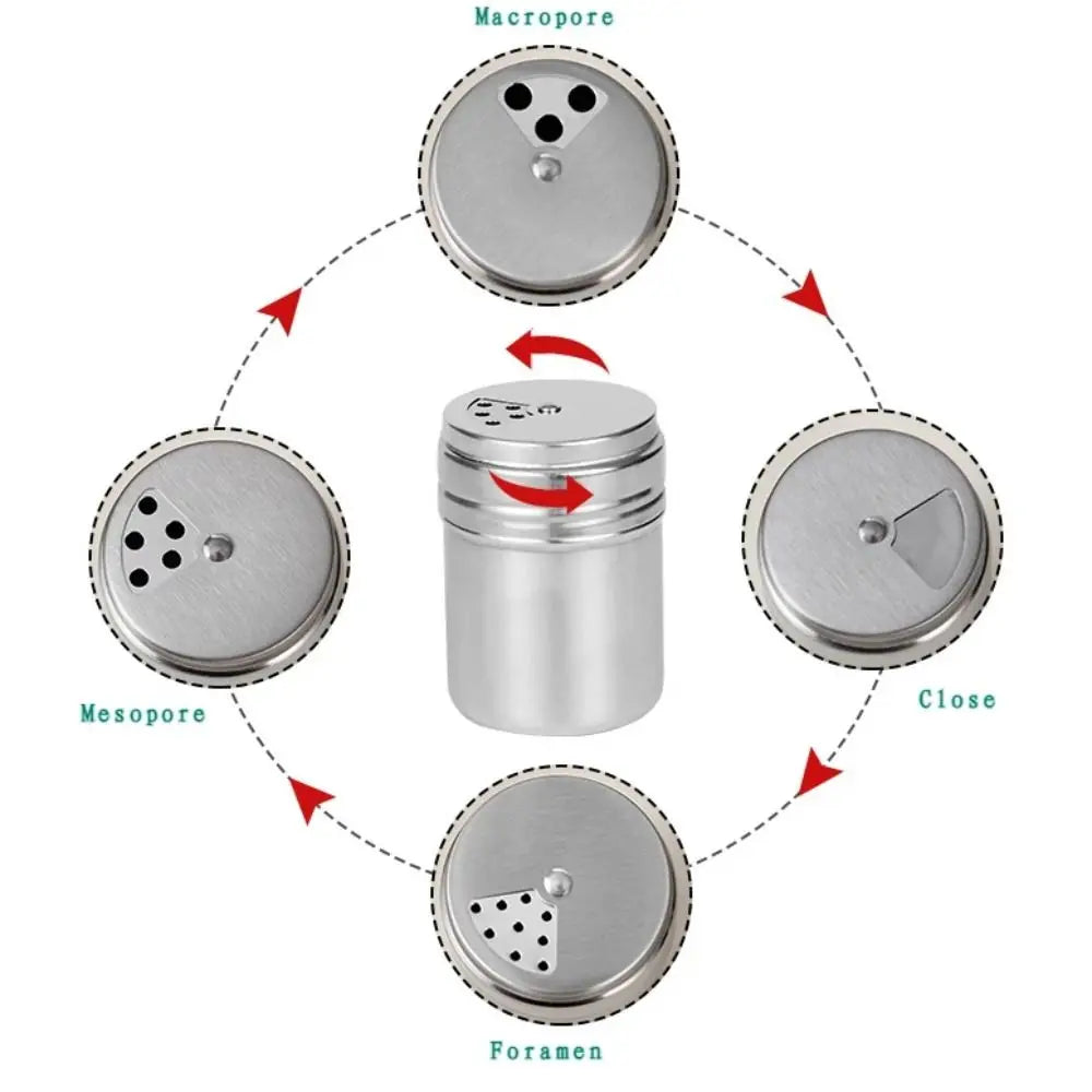 RVS Kruidenpot met Draaideksel – Zout, Peper & Suiker