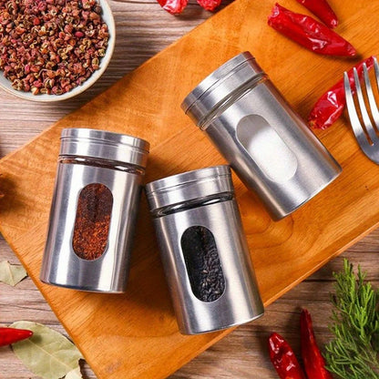 Strooier van Glas & RVS – Zout, Peper & BBQ-Kruiden