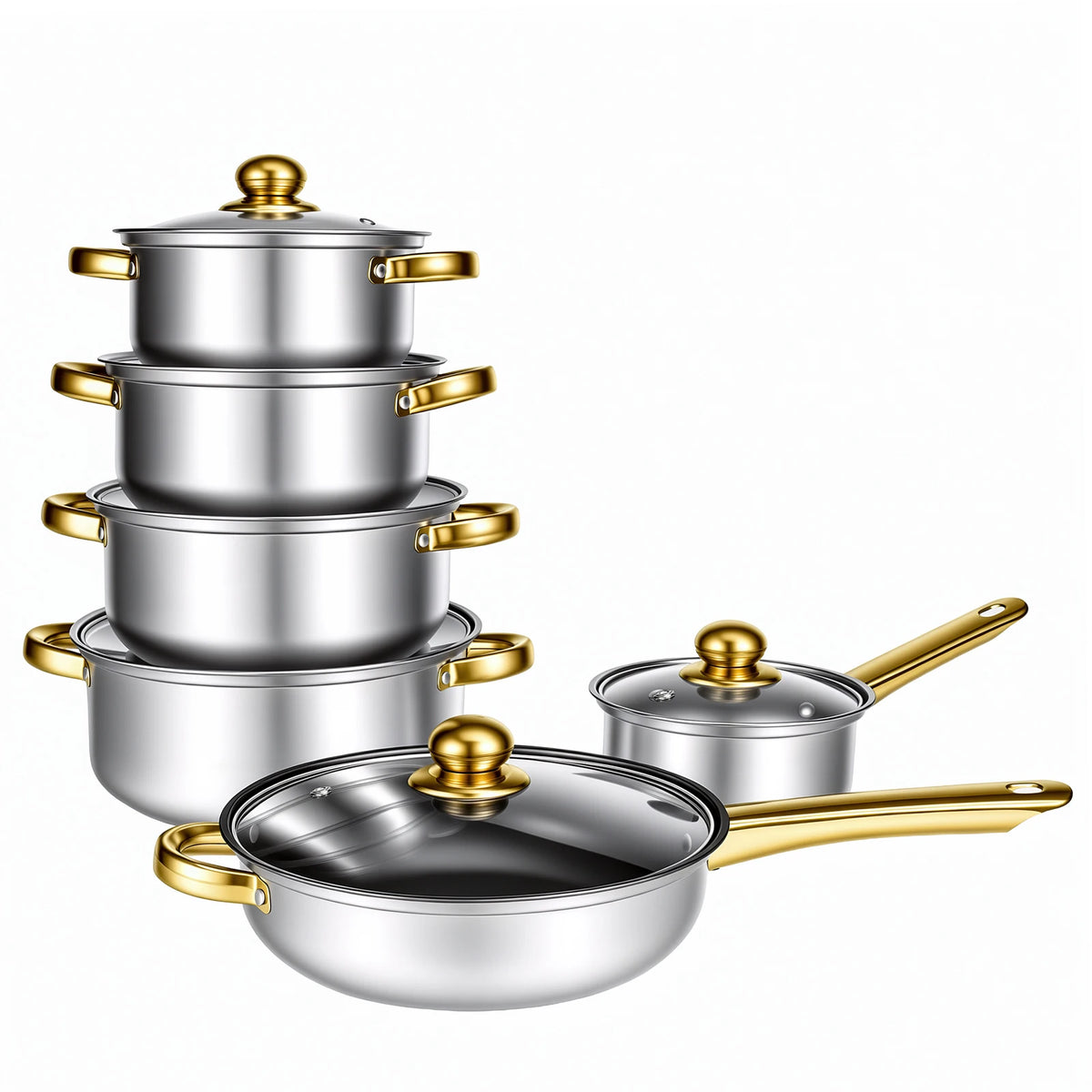 Batterie Cuisine Inox 6 Pièces Colorée – Antiadhésive Induction