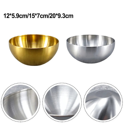 Goldene oder Silberne Schüssel aus Edelstahl 304 – Salat, Ramen & Obst, 12–20 cm