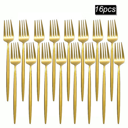 Goldene Edelstahl-Tafelgabeln – 8er-, 12er- oder 16er-Set