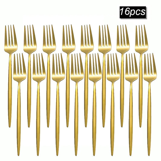Fourchettes de Table Inox Dorées – Lots de 8, 12 ou 16