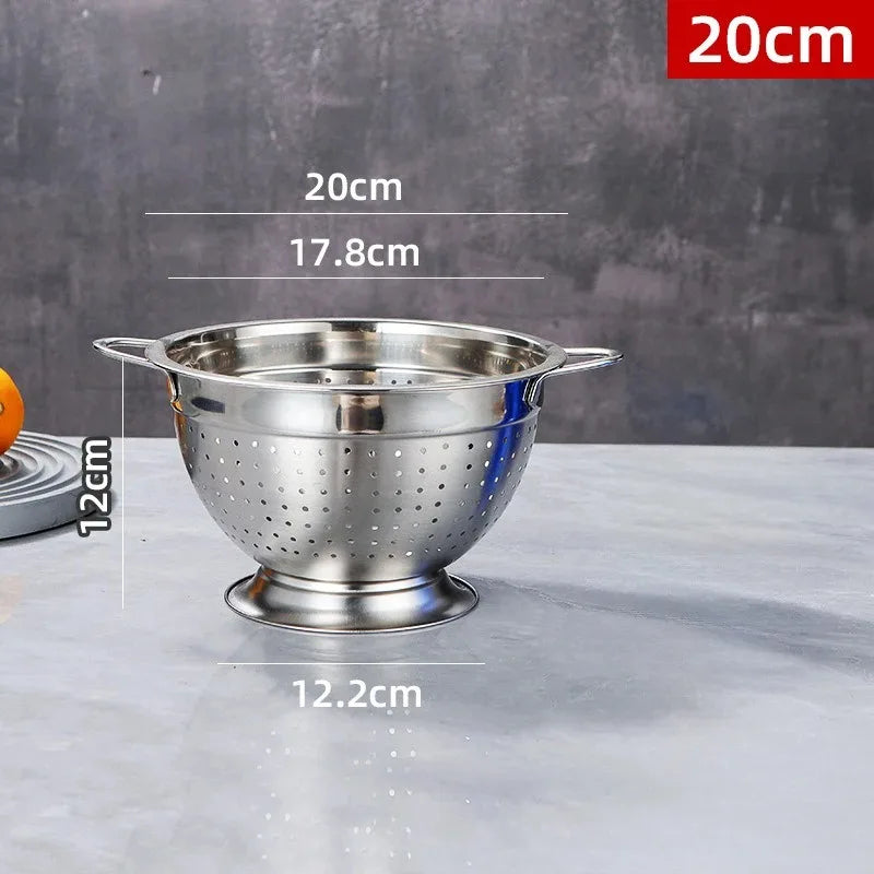 RVS Vergiet met Geklonken Handvatten 18–26 cm – Rijst, Fruit & Groenten