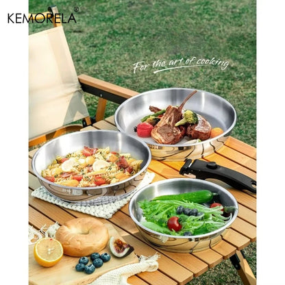 Set Poêles Inox 316 KEMORELA – Manche Amovible, Tri-Base, Induction