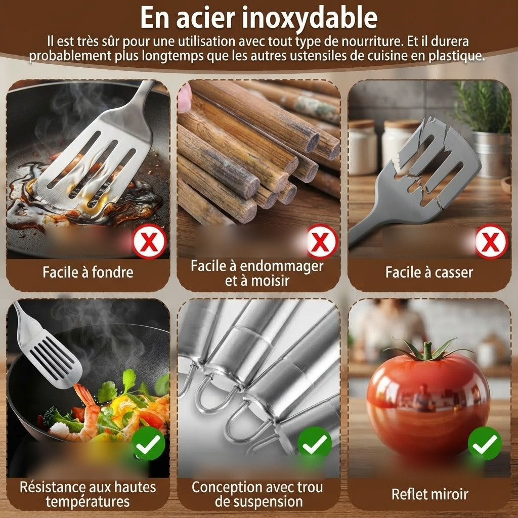 Set de 5 ustensiles de cuisine inox – acier inoxydable