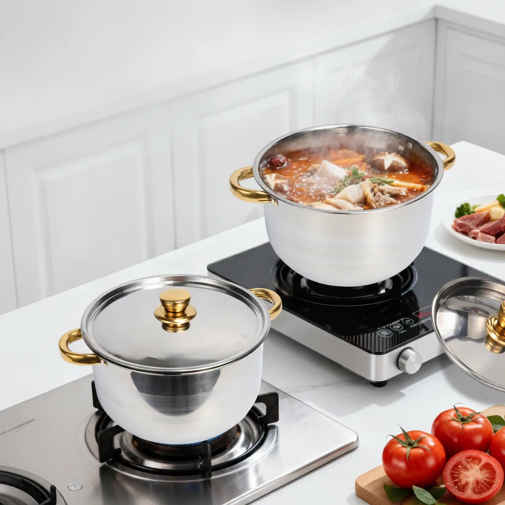 Ensemble Casseroles Inox Antiadhésif Induction