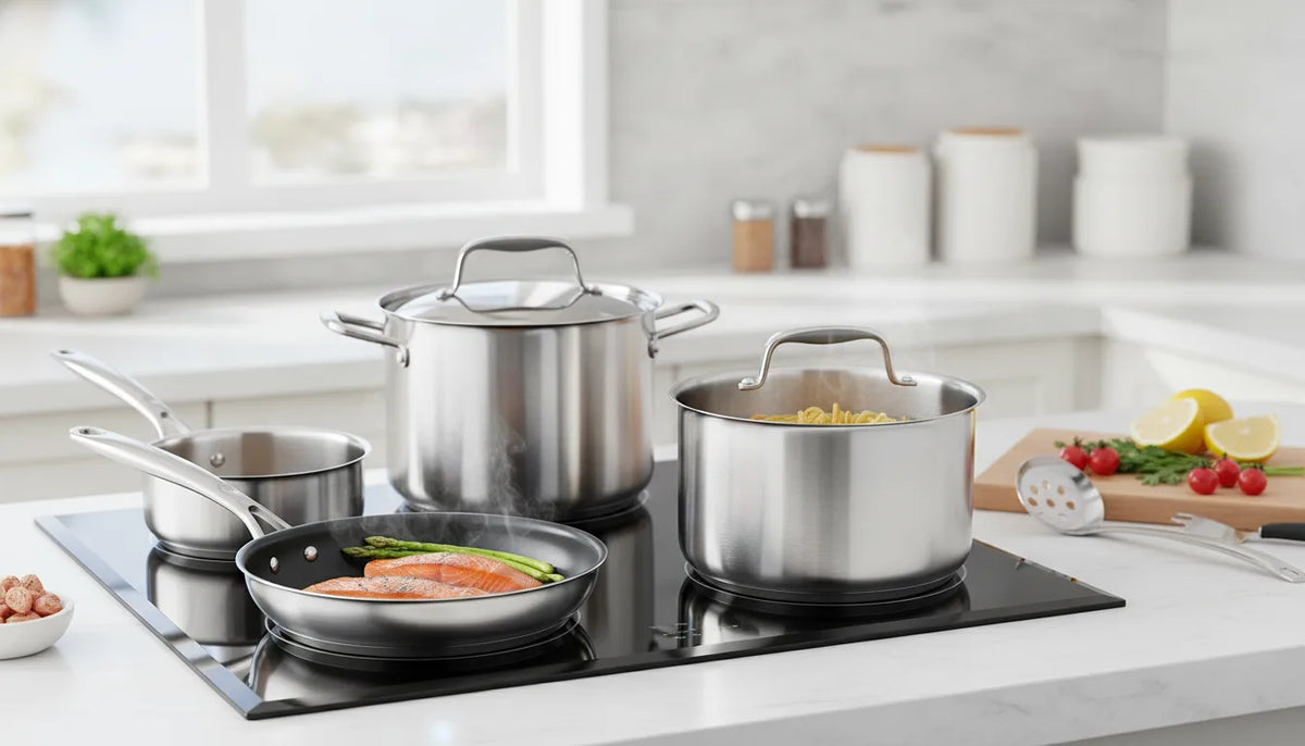 Set 10 Ustensiles Cuisine Inox Tri-Pli Induction