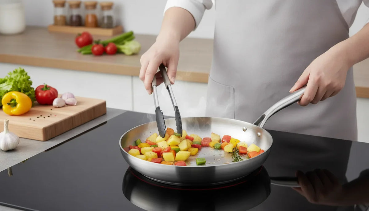 Poêle Antiadhésive Inox 304 - Cuisson Saine & Universelle