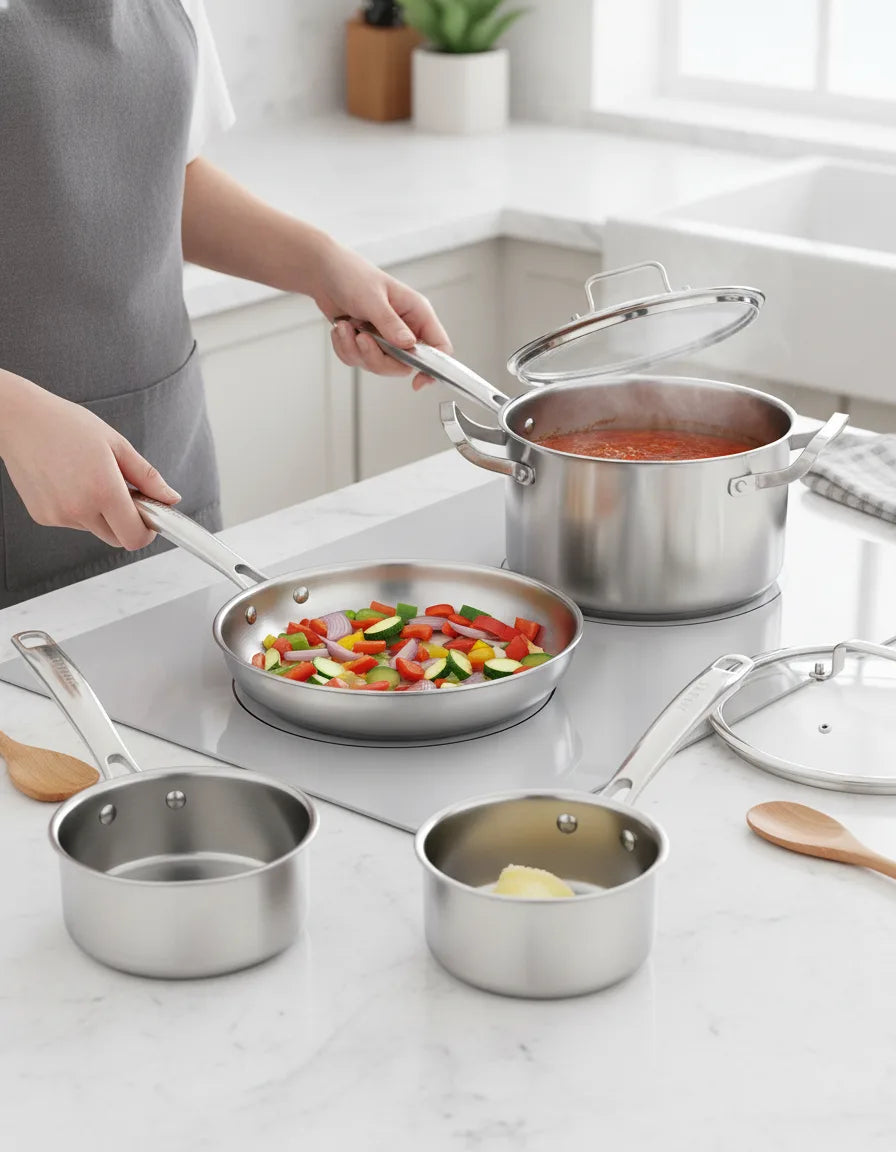 Set 10 Ustensiles Cuisine Inox Tri-Pli Induction