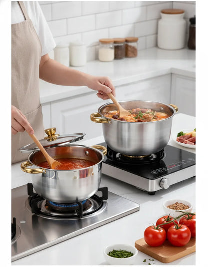Ensemble Casseroles Inox Antiadhésif Induction