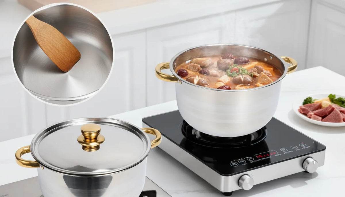 Ensemble Casseroles Inox Antiadhésif Induction