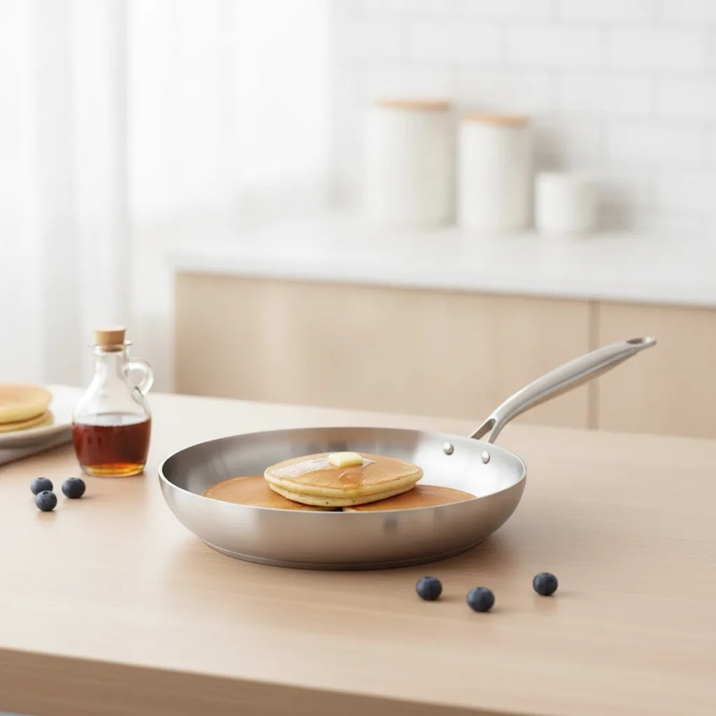 Poêle Antiadhésive Inox 304 - Cuisson Saine & Universelle