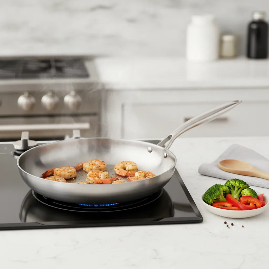 Poêle Antiadhésive Inox 304 - Cuisson Saine & Universelle