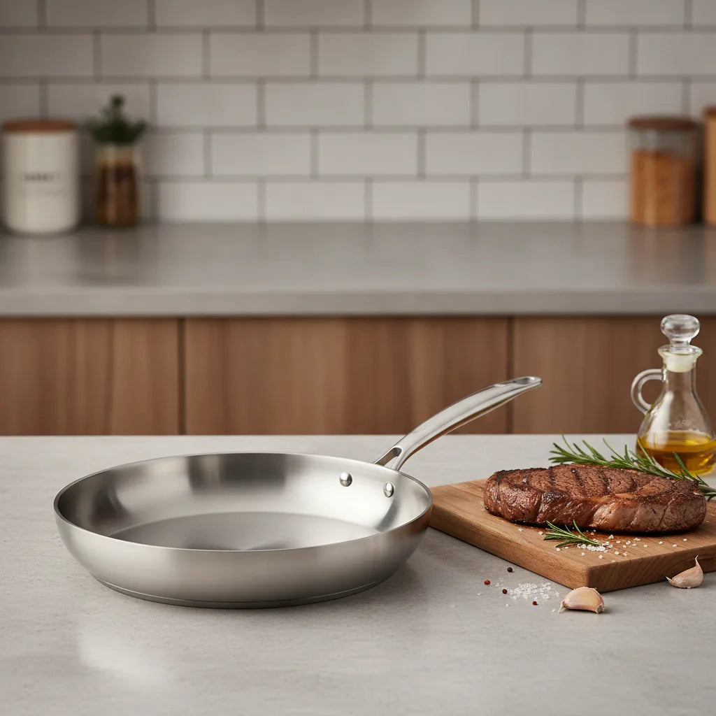 Poêle Antiadhésive Inox 304 - Cuisson Saine & Universelle