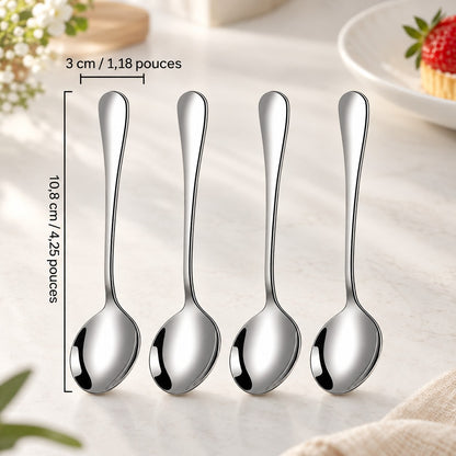 Cuillères inox poli miroir – 10,8 cm