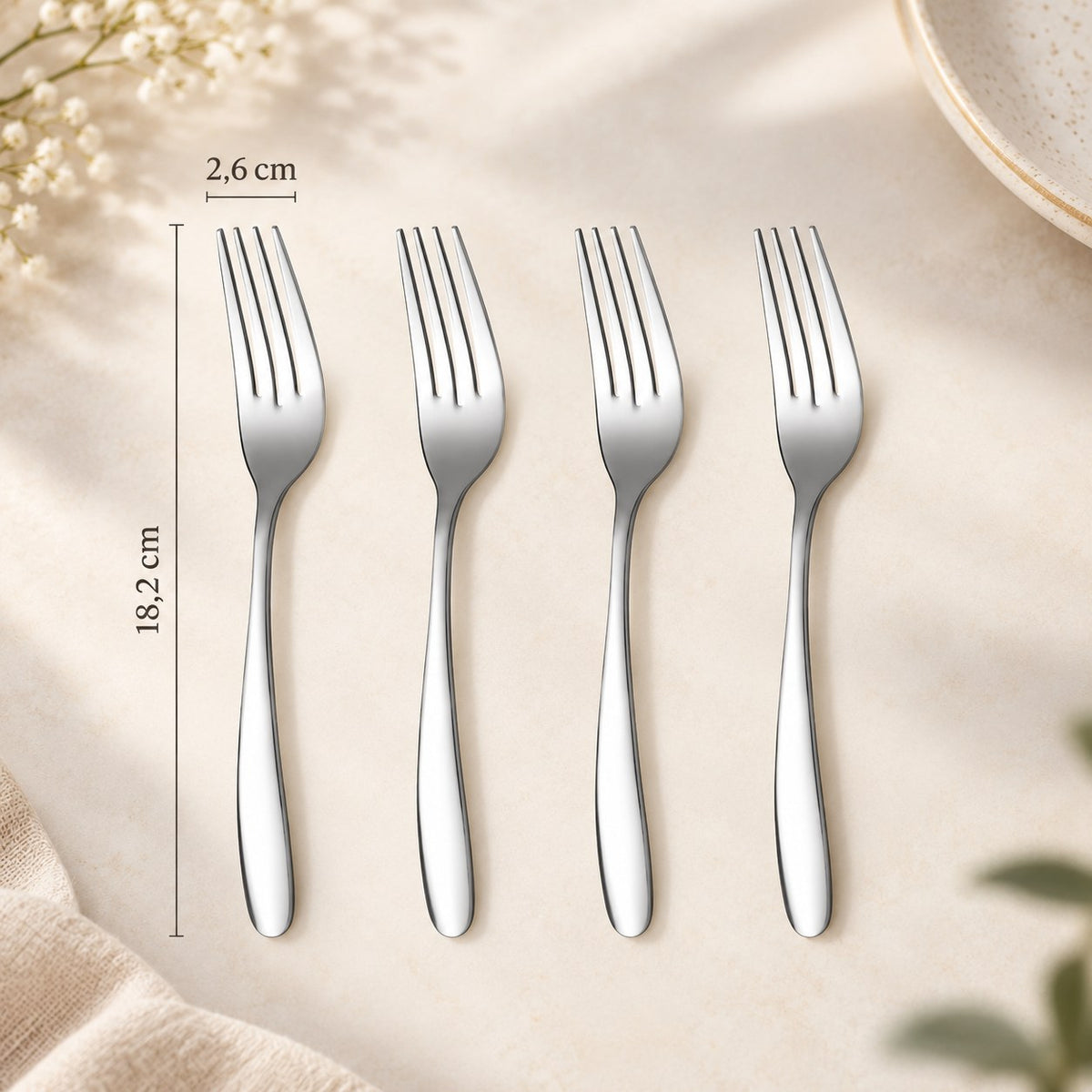 Couverts inox 304 épais – fourchette n°2, 18,2 cm