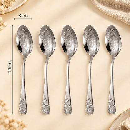 Cuillères à café inox ciselées – motif ciselé argenté
