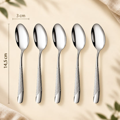 Cuillères à café inox ciselées – manche guilloché argenté