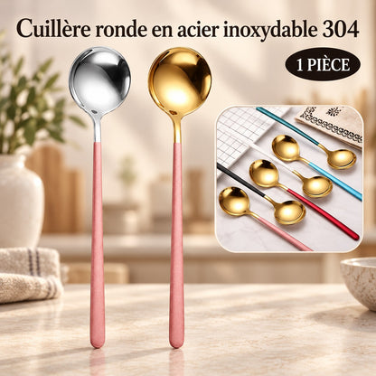 Cuillère ronde inox manche coloré – vue 2