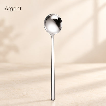 Cuillère ronde inox manche coloré – tout argent