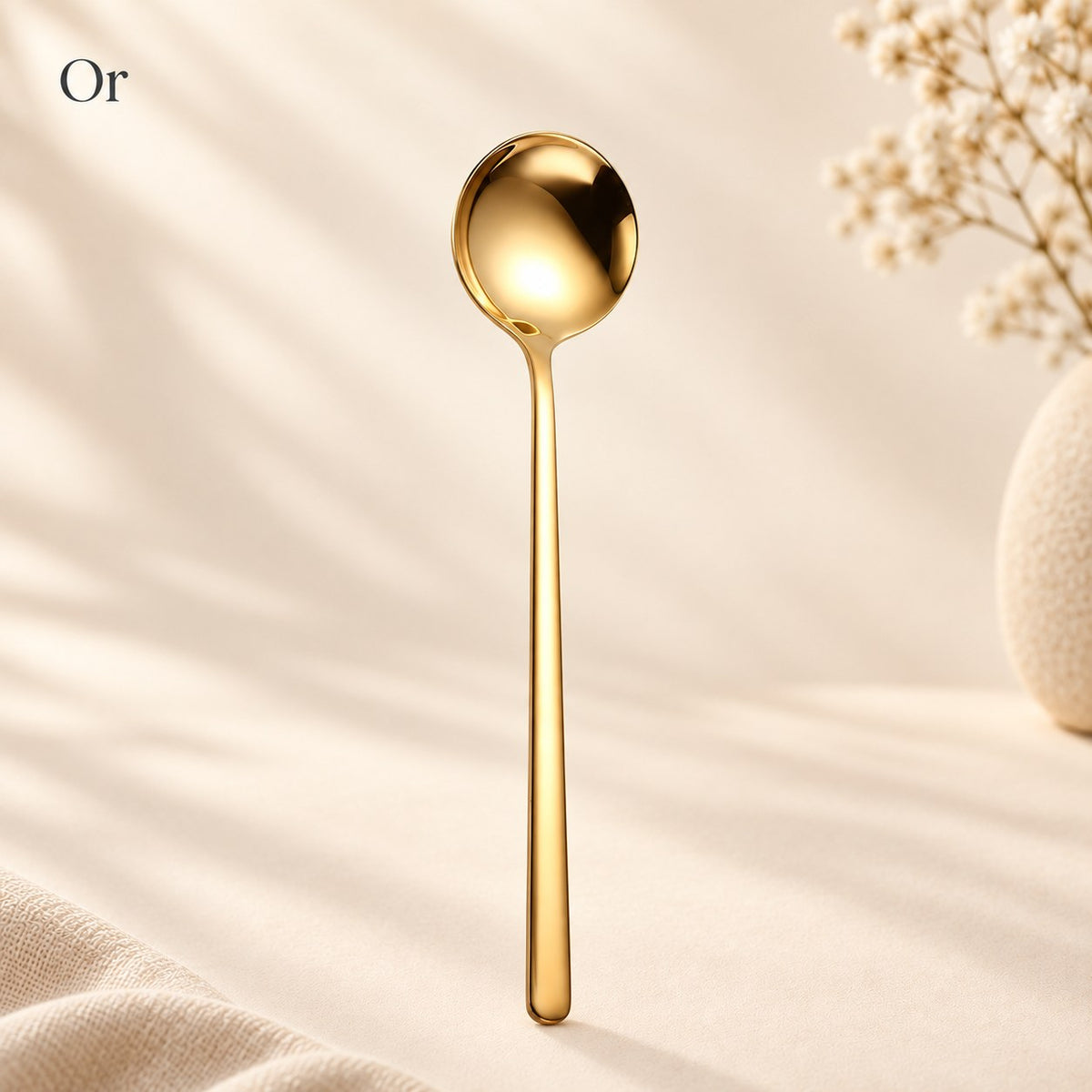 Cuillère ronde inox manche coloré – tout or