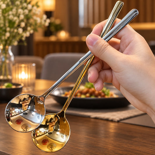 Grande cuillère ronde inox à long manche