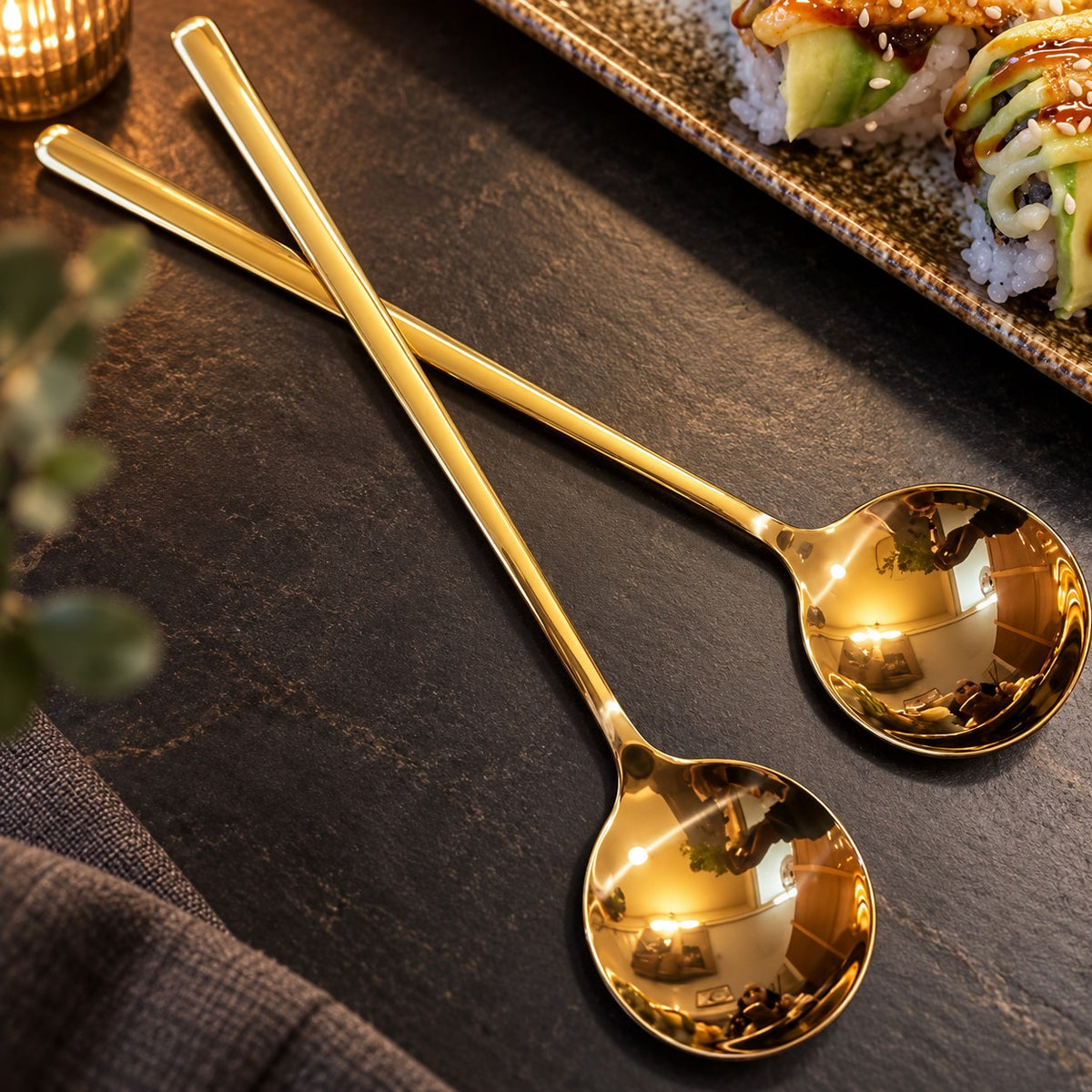 Grande cuillère ronde inox à long manche – vue 4