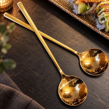 Grande cuillère ronde inox à long manche – vue 4