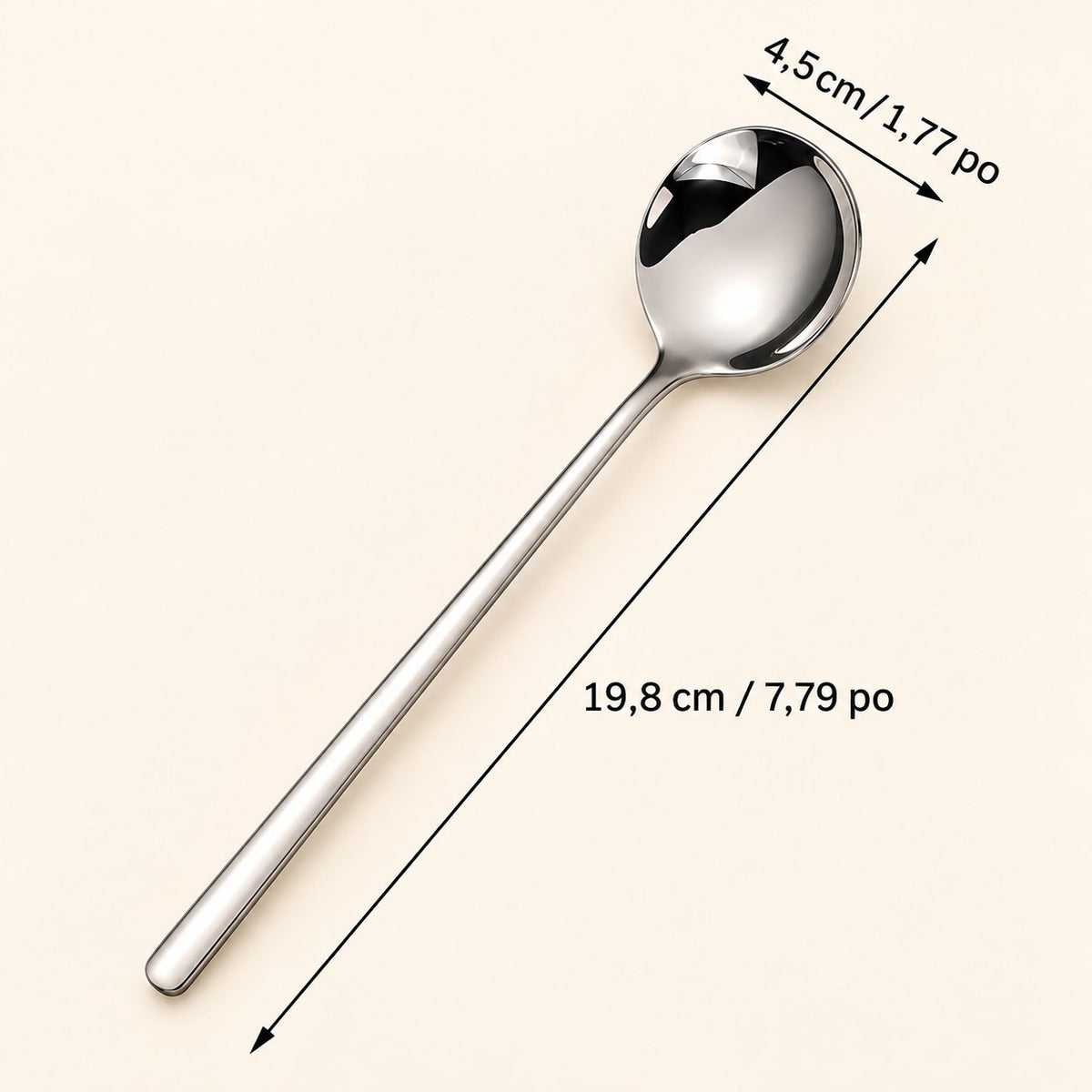 Grande cuillère ronde inox à long manche – vue 7