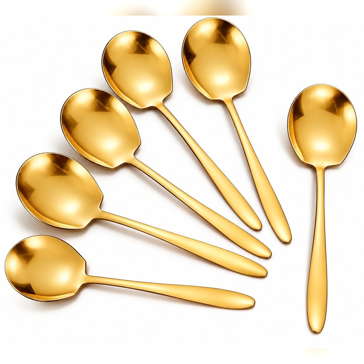 Cuillères de service rondes inox dorées – lot de 6