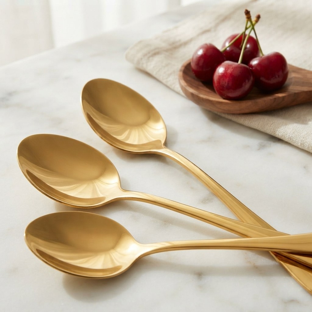 Cuillères à dessert inox dorées – vue 2