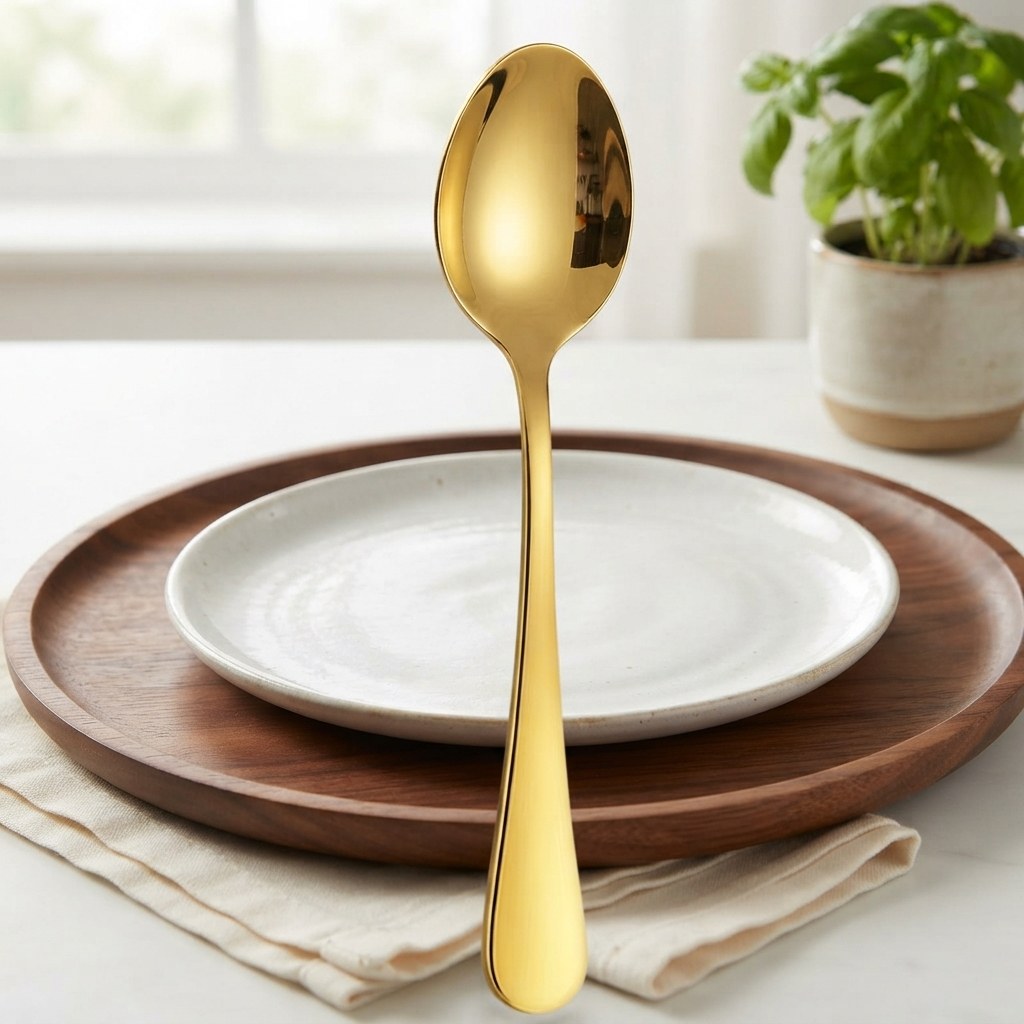 Cuillères à dessert inox dorées – vue 3
