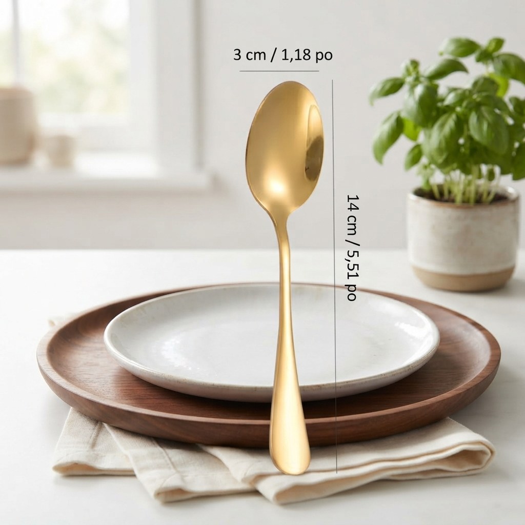 Cuillères à dessert inox dorées – vue 4