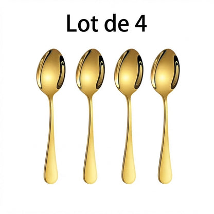 Cuillères à dessert inox dorées – lot de 4