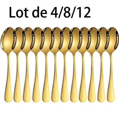 Cuillères à dessert inox dorées – lot de 12
